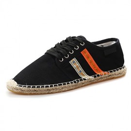 Women's / Men's Spring / Summer / Fall / Winter Comfort Fabric Casual Flat Heel Lace-up Black / Blue / Beige