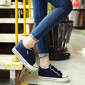 Women's Sneakers/ Comfort/Flats Canvas Athletic/Casual Flat Heel Lace-up Black/Blue/White Walking