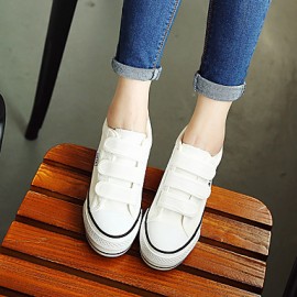 Women's Sneakers/ Comfort/Flats Canvas Athletic/Casual Flat Heel Lace-up Black/Blue/White Walking