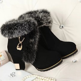 Women's Boots Fall / Winter Snow Boots / Fashion Boots Leather Outdoor / Casual Chunky Heel Zipper