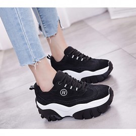 Women's Athletic Shoes Spring / Fall Creepers / Comfort Leather Casual Platform Others / Lace-up Black / Red Others