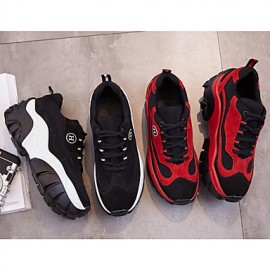 Women's Athletic Shoes Spring / Fall Creepers / Comfort Leather Casual Platform Others / Lace-up Black / Red Others