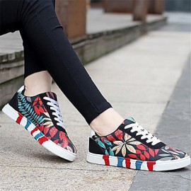 Women's Sneakers Spring / Fall Comfort Canvas Outdoor / Athletic / Casual Flat Heel Lace-up Black / Blue / Red Sneaker