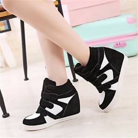 Women's Spring / Fall Wedges Fleece Outdoor / Casual Wedge Heel Buckle Black / Red