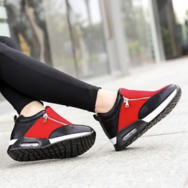 Women's Spring / Summer / Fall / Winter Platform / Creepers Leatherette Outdoor / Casual / Athletic Flat Heel Zipper / Chain Black / Red