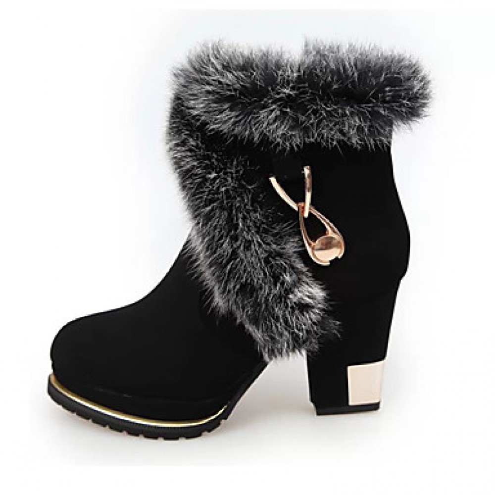 Women's Boots Fall / Winter Snow Boots / Fashion Boots Leather Outdoor / Casual Chunky Heel Zipper