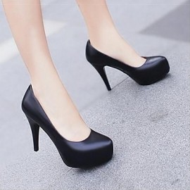 Women's Shoes Patent Leather Stiletto Heel Round Toe Pumps Black/Beige