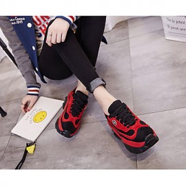 Women's Athletic Shoes Spring / Fall Creepers / Comfort Leather Casual Platform Others / Lace-up Black / Red Others