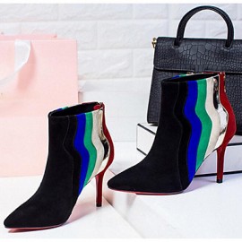 Women's Boots Fall / Winter Fashion Boots Suede Outdoor Stiletto Heel Split Joint Black Others