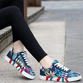 Women's Sneakers Spring / Fall Comfort Canvas Outdoor / Athletic / Casual Flat Heel Lace-up Black / Blue / Red Sneaker