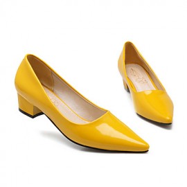 Women's Shoes Patent Leather Chunky Heel Heels/Pointed Toe Pumps/Heels Casual Black/Blue/Yellow/Green/Red/Beige